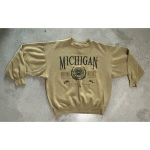 VTG Galt Crew Michigan Wolverines Football‎ Sweatshirt Khaki Green Brown Sz XL